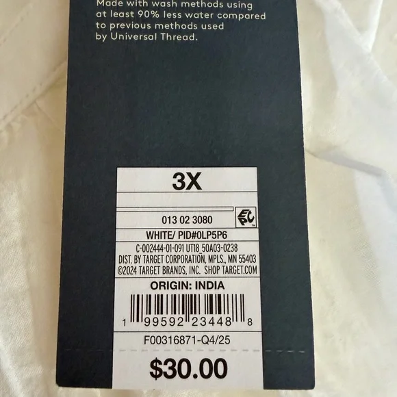 3X Universal  Thread White Eyelet Pintuck Button-Up Blouse puff elbow sleeve - Picture 8 of 8